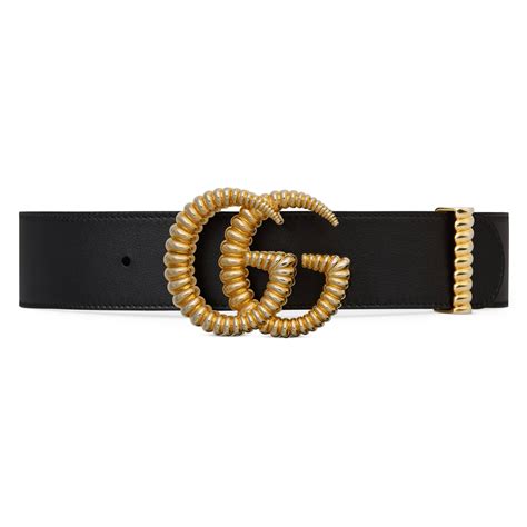 leather belt with torchon double g buckle